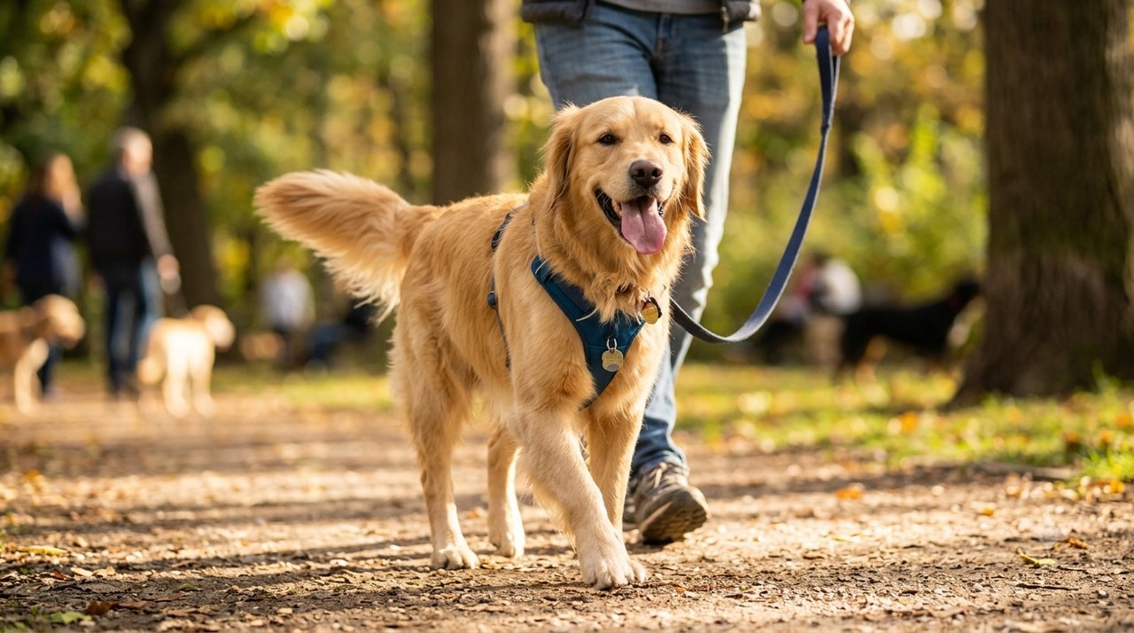 Dog walking comfortably outdoors as part of mobility and recovery support